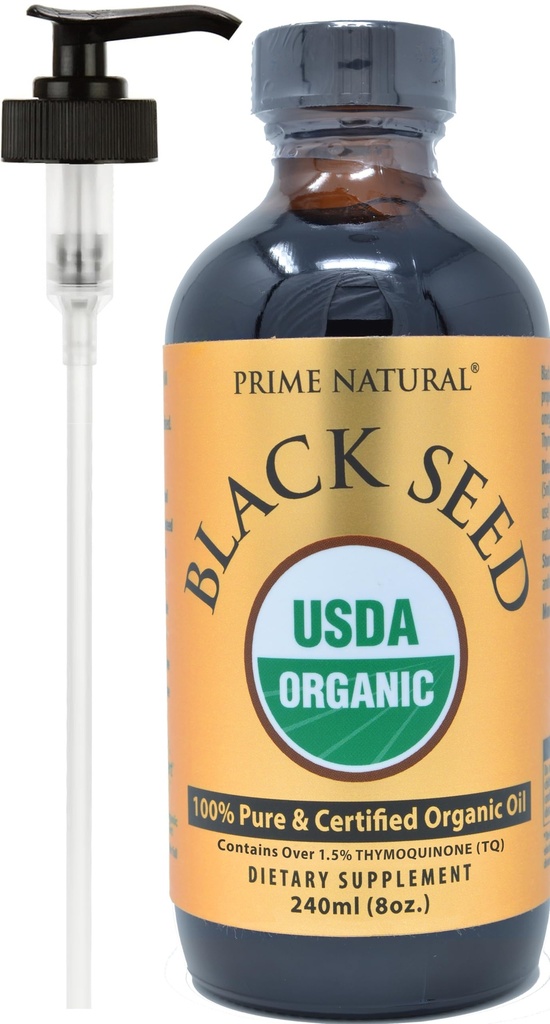 PRIME Natural Organic Black Seed Oil 8oz 124; Cold Press Unsour High Thymoquinone 1.7% USDA Disertifikasi 124; Turki Origin Mampu Nitiva Liquid 124; Vegan Omega 3 6, Antioksidant