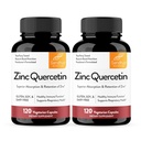 Suplemen Absorpsi Tinggi Zinc Quercetin 120 kapsules Vegetarian (Kembungkus 2); Suplai Absorpsi Tinggi Zink untuk Iman dan Seasonal Allergy 124. Dukungan Imunian Antioksidant untuk Pria dan Perempuan; Mudah ditelan