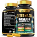 Bitter Melon Capsules - 10in1 Formula - Combine dengan Berberine, Cinnamon Ceylon, Turmeric, Moringa, Neem, Ginger, Gotu Kola, Artichoke, dan Black Pepper - 120 Capsules untuk 4 Bulan Supply