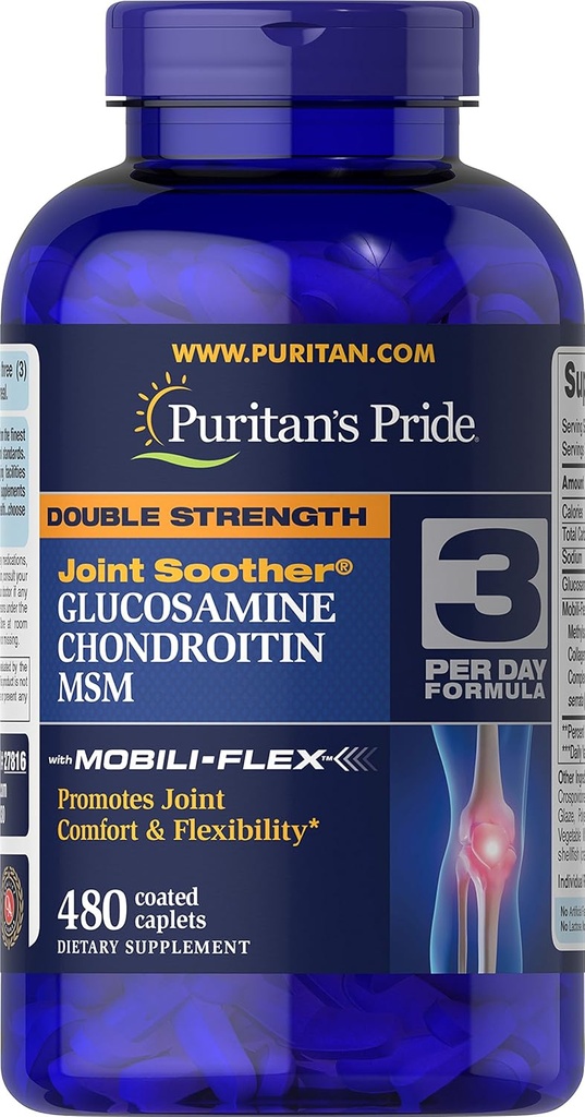 Puritan 's Pride Glucosamine, Chondroitin & MSM Capsules, 3 Per Day Formula