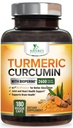 Suplemen Curcumin Turmeric 2600mg - 95% Curcuminoid dengan Ekstrak Turmeric & BioPerine Black Extract untuk Absorpsi Terbaik, Dukungan Bersama Vegan Alam, Non- GMO, Botol di AS - 180 Capsules