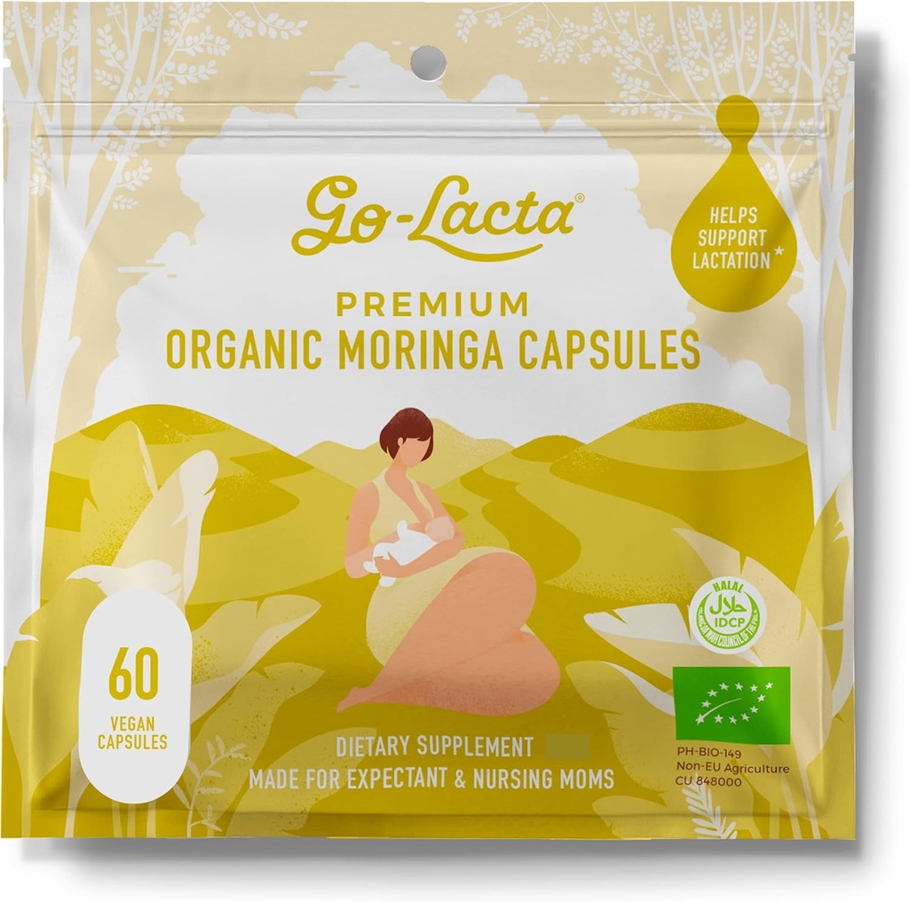 Go-Lacta ® 100% Kapsul Moringa Morsules untuk Ibu Breathmaked - 60 Capsules - Pure Premium Postnatal Vitamin - Suplemen Breatfeating untuk Meningkatkan Supply-Postpartum Vitamin untuk Perempuan