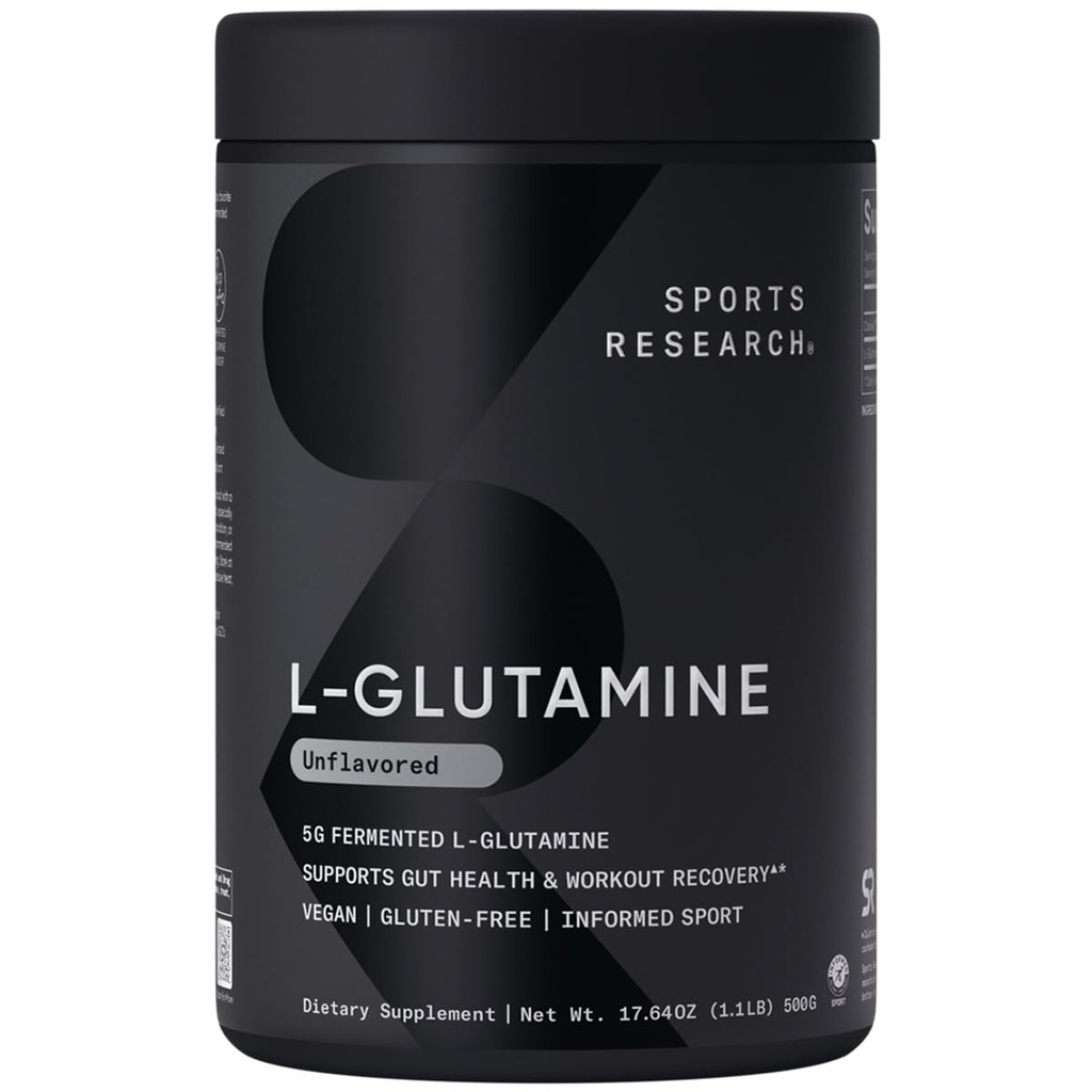 Riset Olahraga L- Glutamine - Pemulihan Kerja, Dukungan Kesehatan Ammune & Gut Kesehatan - 5 G Per Serving - 17.64 Oz