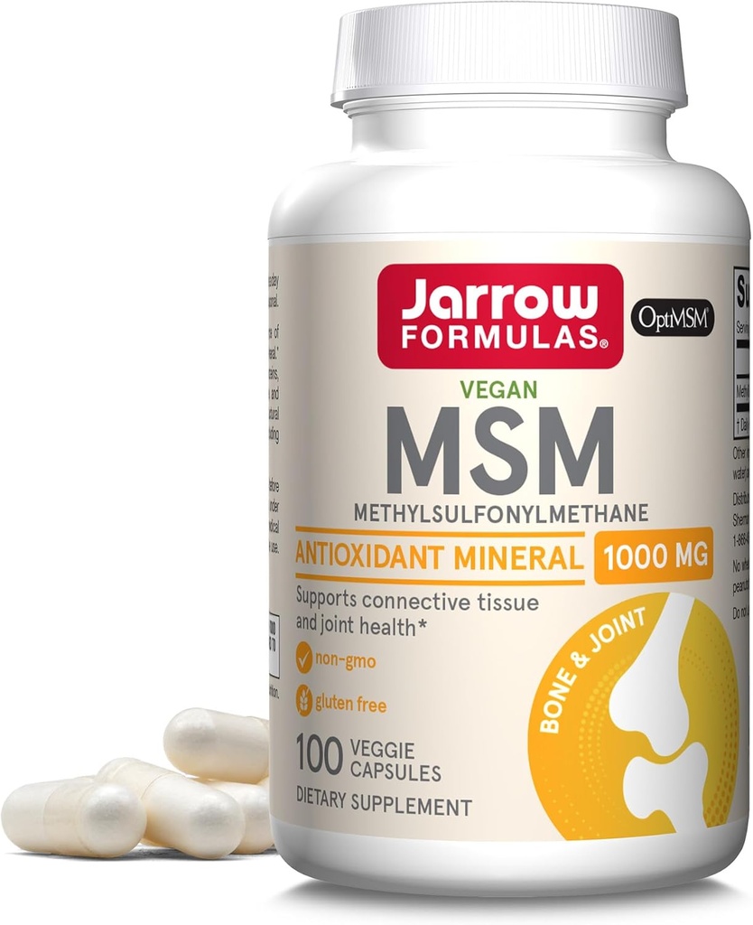 Jarrow Formulas MSM 1000 mg - 100 Veggie Capsules - Methylsulfonymetana - Sumber Sulfur - Suplemen Dieter & Strengthens Joints - hingga 100 Servis