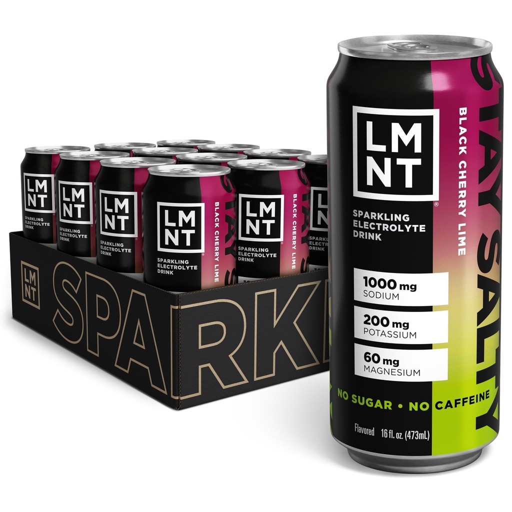 Minum LMNT Sparkling Electrolite Drink-Black Cherry Lime 126-Count