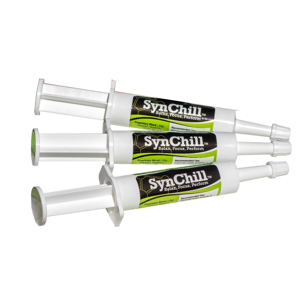 SynChill Oral Horse Calming Gel, 100% Natural & Nuttrationals Supplement, Hasil Lab Proven, Dirancang untuk Fokus & Performance, Disetujui oleh Profesional Olimpiade & Veterinarians, Dibuat di USA - 3 - Pack