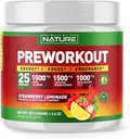 Dibangun oleh Nature Pra Workout Powder dengan Beta Alanine, Creatine Monohydrate, BCAA, L Citrulline, L Arginine dan Caffeine - Strawberry Lemonade Flavor - 25 pelayan