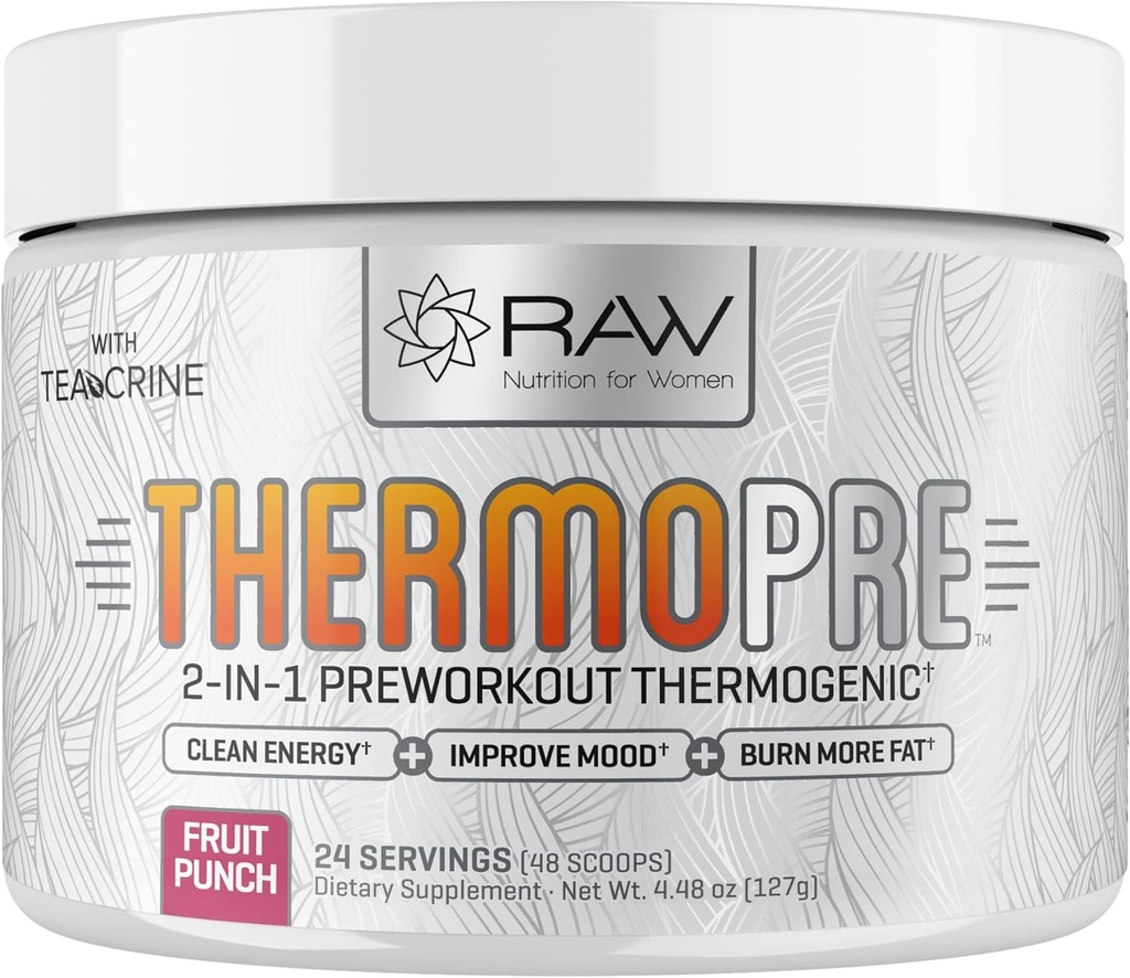 Pra Workout Thermogenic Fat Burner Powder for Women, Energy & Weight Loss Supplement - Focus & Metabolisme Booster Drink - Tidak ada Sweeteners Buatan, Fruit Punch, 24SV