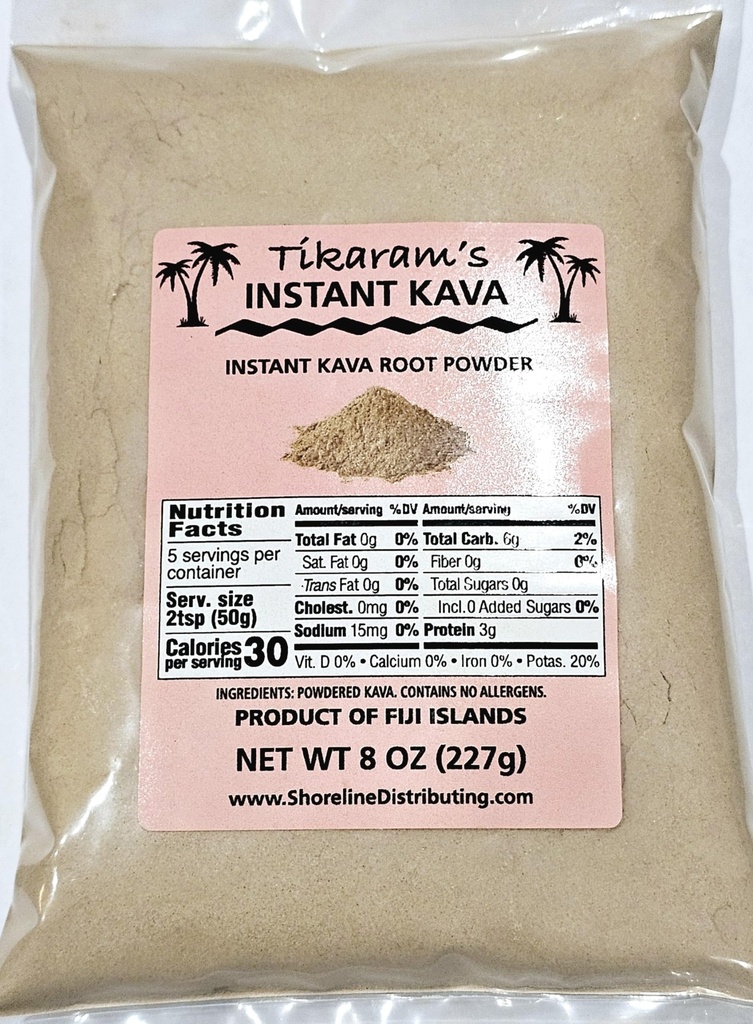 Tikaram 's Instant Kava Powder, Fiji Waka, Noble Kava Root, 1 / 2 lb (8oz) -Fiji Market Whilesale LLC