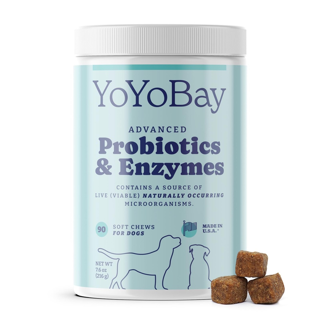 Probiotik untuk Anjing, Probilisasi Anjing dan Enzymes Digetical, Pre & Probiotic Lebih dari 1 Miliar CFUs, untuk Kesehatan Gut dan Kesehatan Diet, Keseimbangan Yeast, Dukungan Imune, 90 Soft Chews