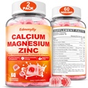 Kalsium Magnesium Zinc Tambahan Gummies dengan Vitamin D3 & B Kompleks untuk Perempuan Pria 1000mg Kalsium Citrat dengan Magnesium Gummies untuk Tulang, Otot & Imune Dukungan, Gula Bebas, Vegan
