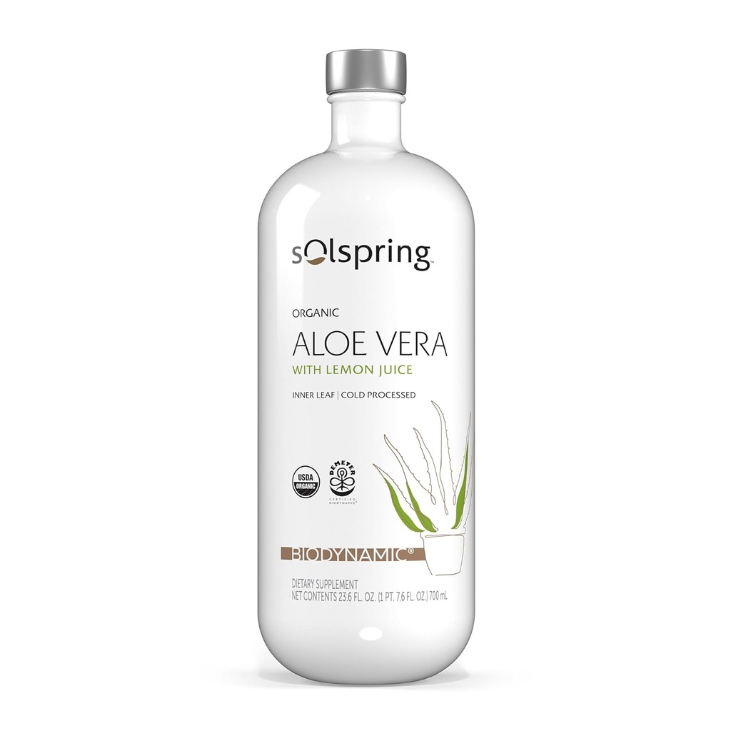 Solspring Biodynamic Organic Aloe Vera Juice dengan Lemon, 23.6 FI. Oz.