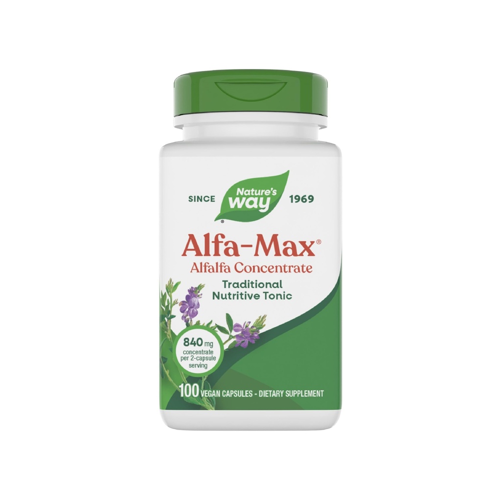 Jalan Alam Alfa- Max - Alfalfa Tambahan - Alfalfa Leaf, Stem & Flower - Gluten Free & Vegan - 100 Kapsul