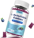 L- Methylfolat Gummies with Metil B12 - Empower Mood, Optimasi Brain Health & Fortify Imune System. Blueberry Flavor 60 Count.