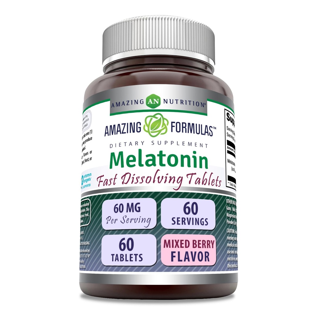 Amazing Formulas Melonades in Fast Dissoling Supplement: 124; 60 Mg per Serving 124; Mixed Berry Flavor 124; 60 Tablet 14; Non-GMO 124; Gluten- Gratis 124; Dibuat di AS