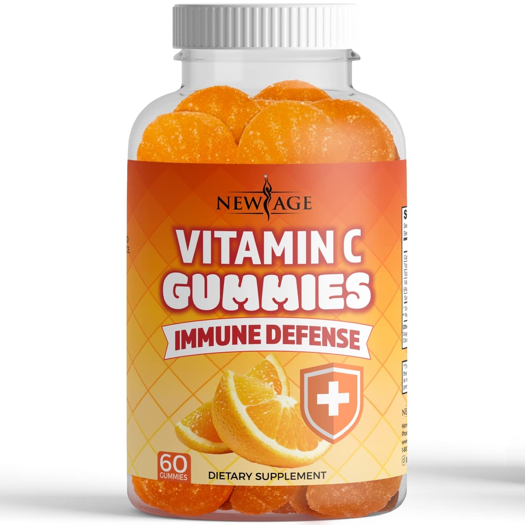 New Age Vitamin C Gummies Orange Vitamin C Gummy - Support Healthy Ammune System - Vegetarian Without Gluten (60 Gummies)
