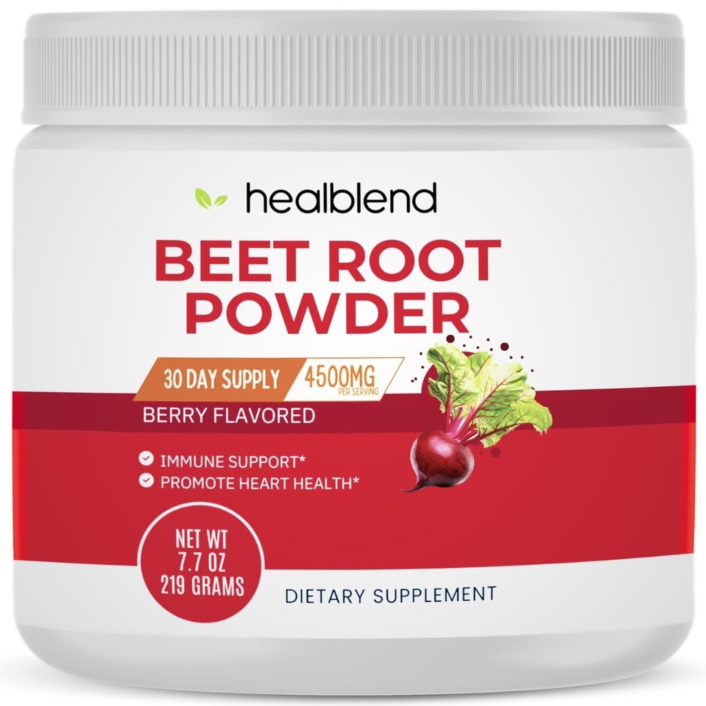 Beet Root Powder Organik Sehat - Nitric Oxide Beets, Tekanan Darah Sehat Dukungan, Sirkulasi Darah Superfood Blueberry Flavored - 30 Hamba