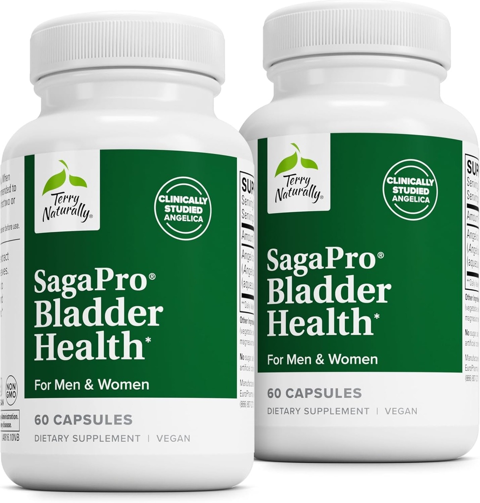Terry Tentu SagePro Bladder - Suplemen Dukungan Bladder - Tambahan Dieter dengan Ekstrak Angilica Leaf - Vegan Capsules untuk membantu Fungsi Lintasan Uriner & Kesehatan - 60 Kasules (Paket 2)