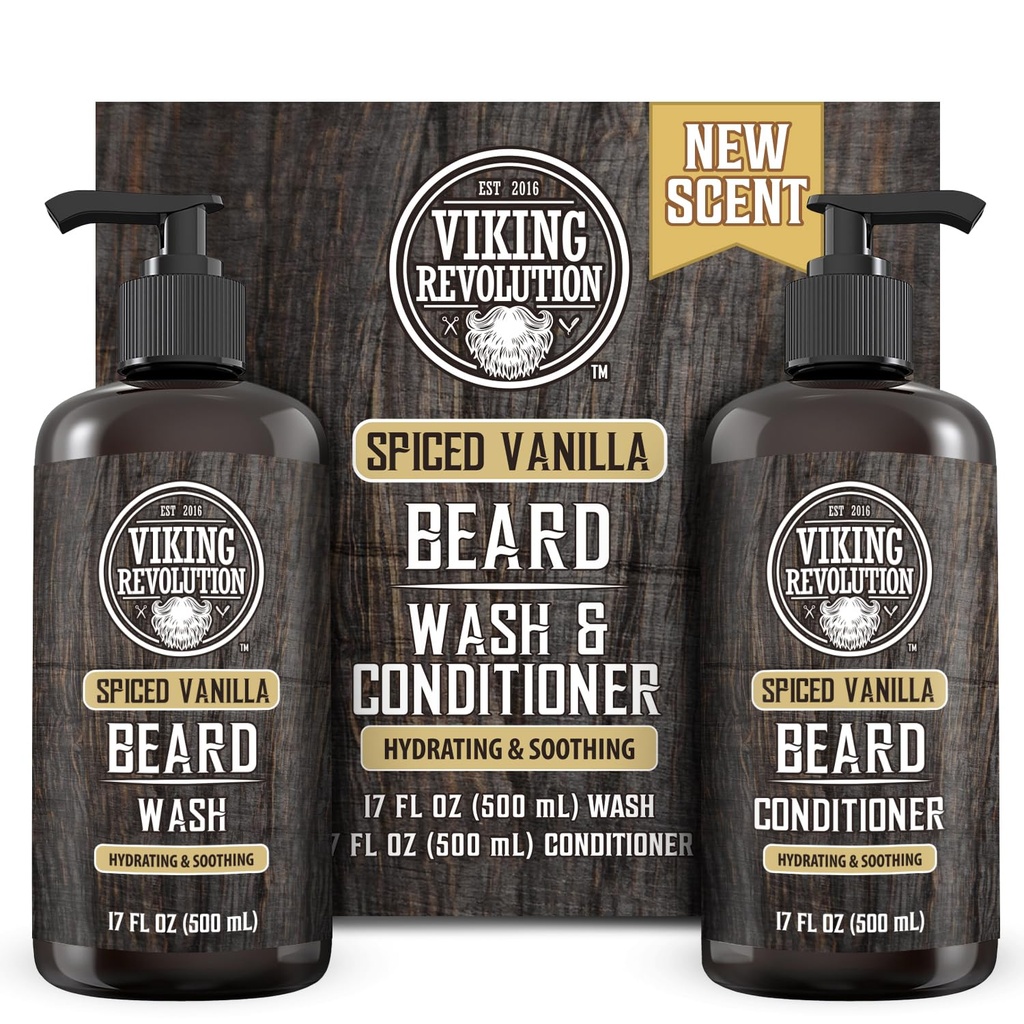 Viking Revolution Beard Wash and Beard Conditioner for Men with Argan Oil and Jojoba Oil