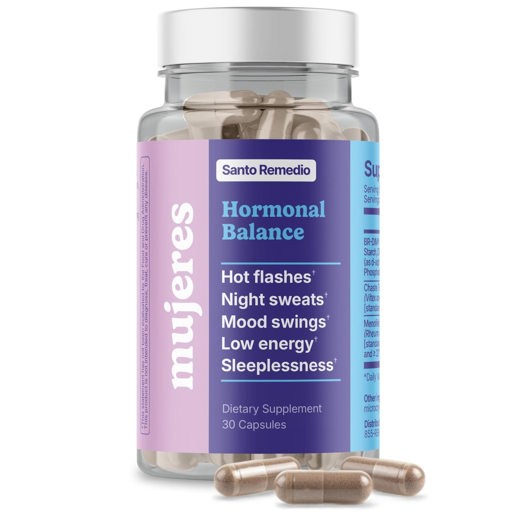 Santo Remedio Hormonal Balance, Tambahan Dieter, Bantuan untuk Gejala Menopause, Membantu Mengurangi Hot Flashes, Night Sweats, dan Mood Swings, Secara klinis Proven Ingregents, Hormone- Bebas, 30 Hamba