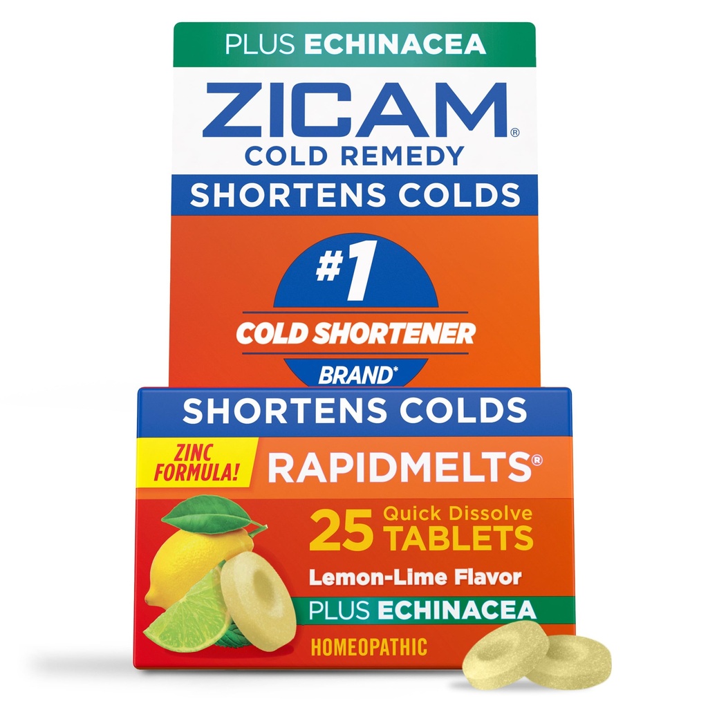 Zicam Zinc Cold Remedy RapidMelts Quick- Dissolve Tablets-Lime Flavor dengan Echinacea 25ct