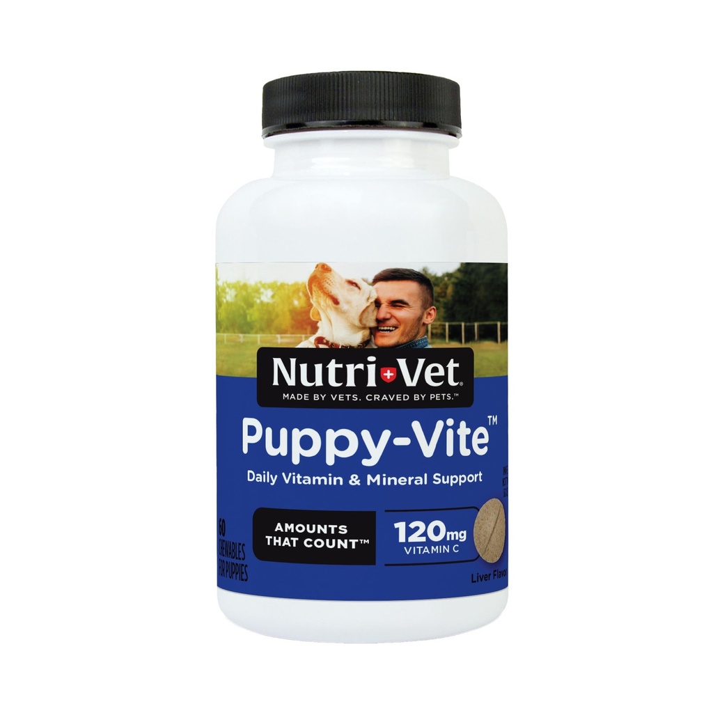 Nutri- Vet Puppy-Vite Chewables for Puppy, Formulated with Vitamin & Minemins to support Balanced Diet, Great Source of Vitamin C, 60 Count