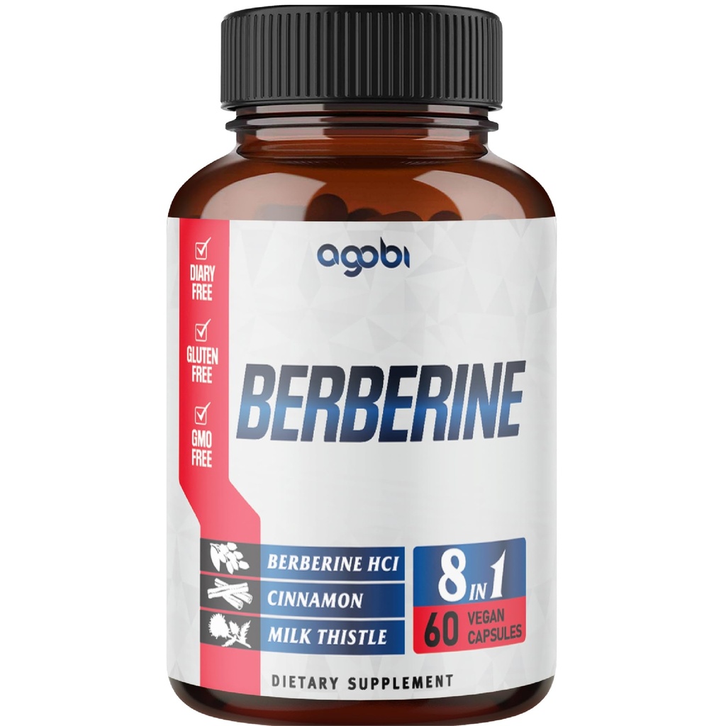 Suplemen Berberine dengan Ceylon, Milk Thistle, Turmeric, Elderberry & More - Dukung Imune, Kardiovaskular & Gastrointestinal - 60 Menghitung selama 2 bulan