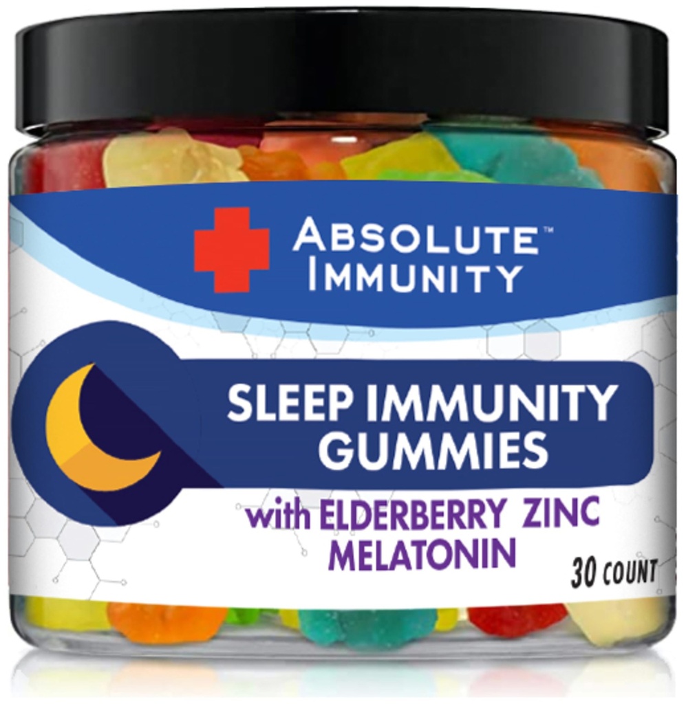 Absolute Immunity- Zinc dan Elderberry Sleep Gummies dengan Melonatin, 100% Obat Free Sleep Aid, Imune System Dukungan, Dewasa dan Anak-anak 30ct