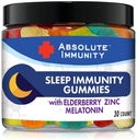Absolute Immunity- Zinc dan Elderberry Sleep Gummies dengan Melonatin, 100% Obat Free Sleep Aid, Imune System Dukungan, Dewasa dan Anak-anak 30ct