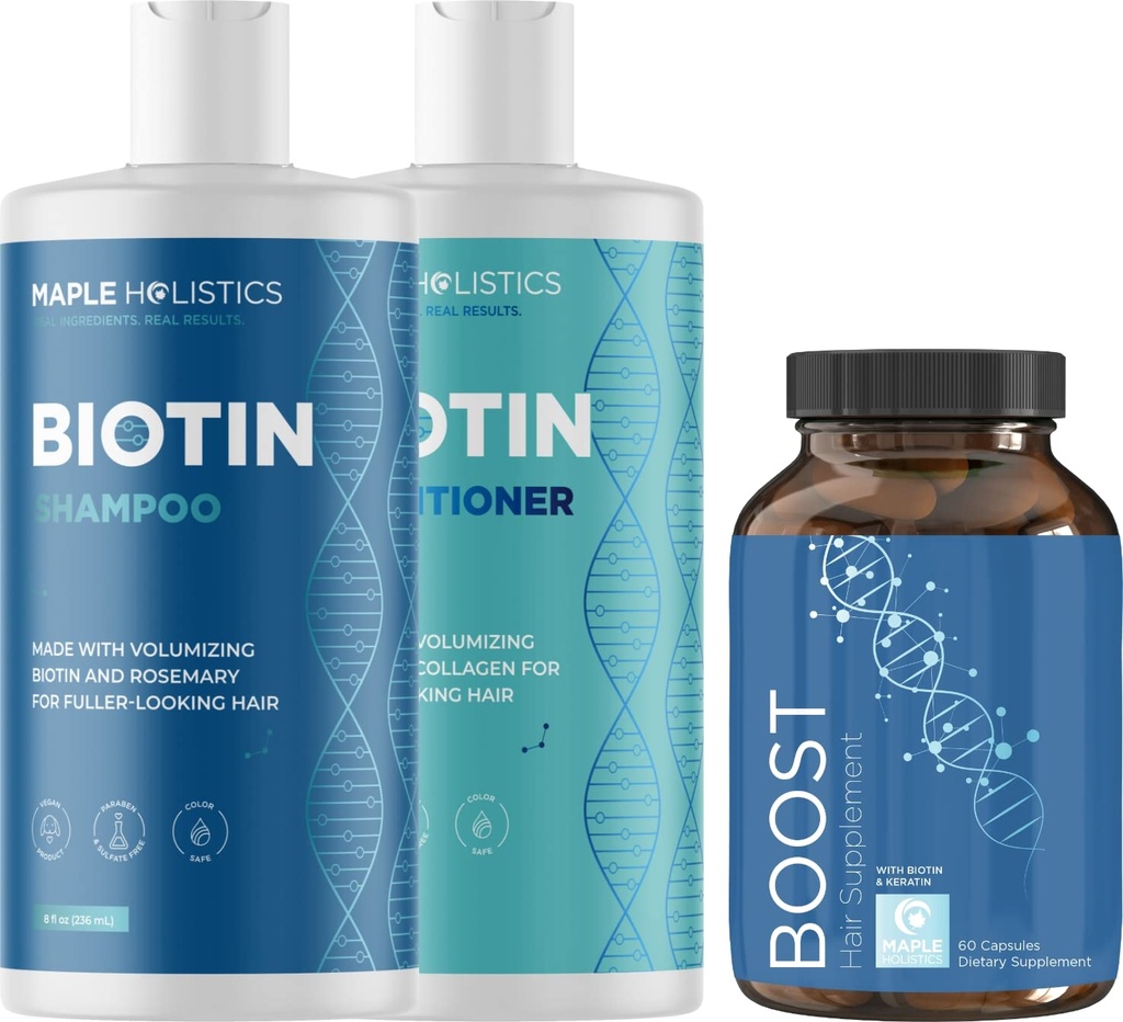 Shamotin Shameson, Conditioner and Hair Supplemen - Biotin untuk Perkembangan Rambut Ditambah Rosemary dan Volumizing Shamosis dan Conditioner Set - Rosemary Biotin dan Collagen Thicking Products