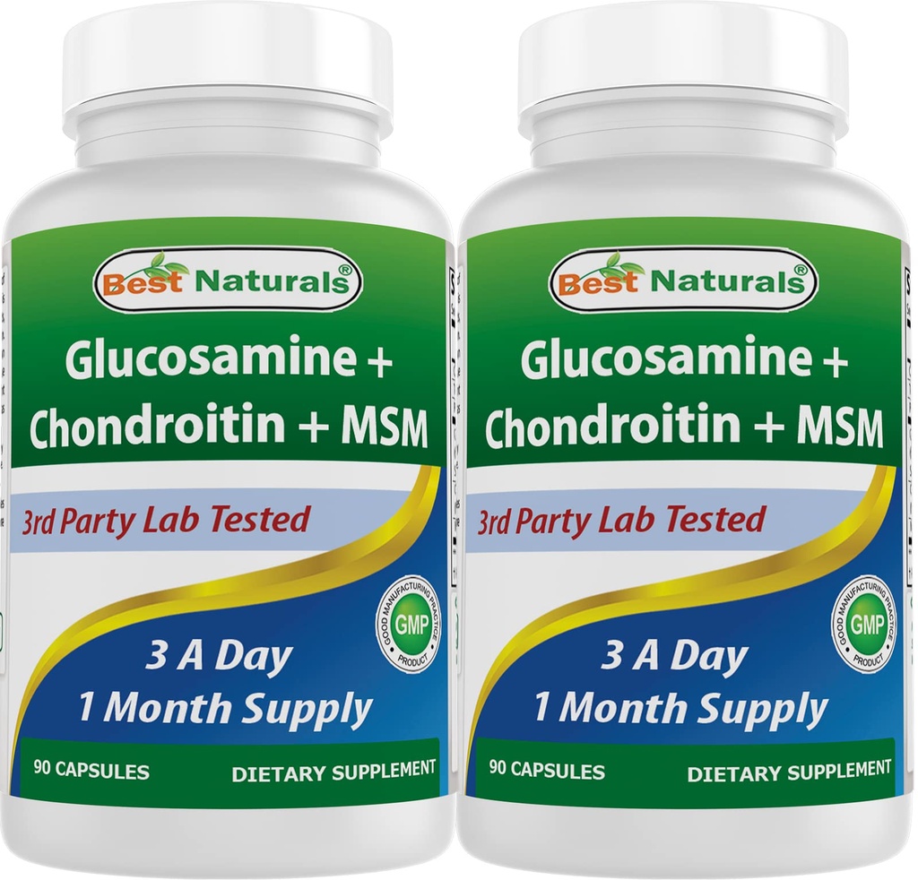 Suplemen MSM Glucosamin Chondroitin terbaik, 2600 mg per Serving, 90 Capsules (90 Cacah (Paket 2)