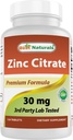 Suplemen Zinc 30mg terbaik (sebagai Citrat Zinc) - zinc Vitamin untuk Dukungan Orang Dewasa - 120 Tablet (120 Cacah (Paket 1))