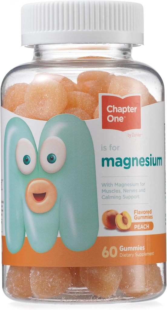 Bab Satu Magnesium Gummies, Tasting Magnesium Great untuk Anak-anak, untuk Perempuan dan Pria, Disahkan Kosher (Peach)
