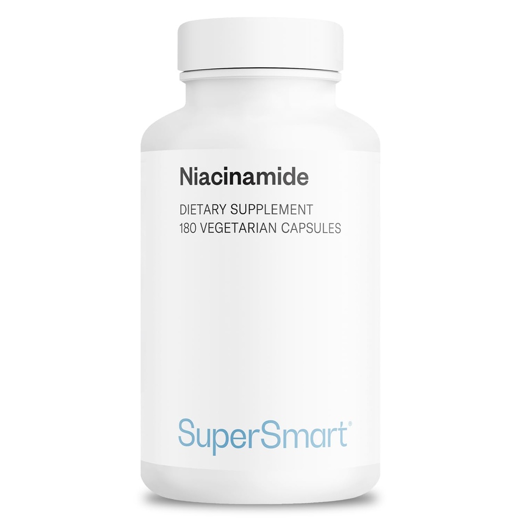 Supersmart - Niacinamide Suplemen 2000mg per hari (Nicotinamide) - Flush Free Vitamin B3 Niasin Niasin Non-GMO & Gluten Free - 180 Vegetarian Capsules