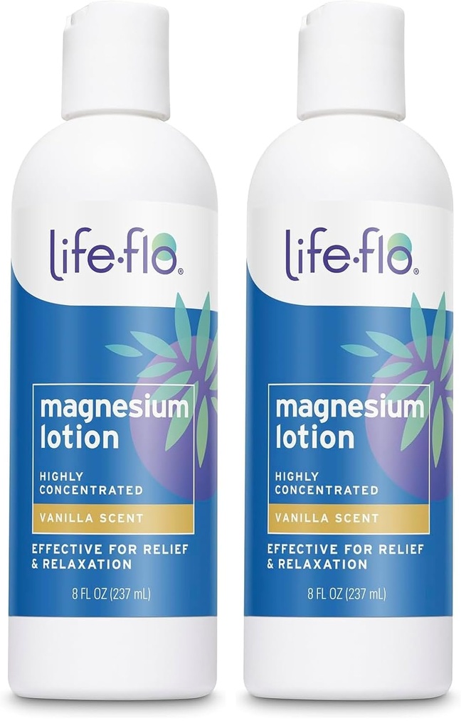 Life- Flo Magnesium Lotion, Vanilla Scent - Relief dan Relaxation dengan Magnesium Chloride dari The Zechstein Searbed - Dermatologist Test, Hypoallergenic, garansi 60-Day, Not Tested on Animals, 8oz