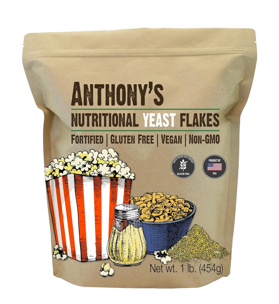 Flakes Yeast Nutration Anthony, 1 lb, Fortifikasi, Gluten Free, Non GMO, Vegan
