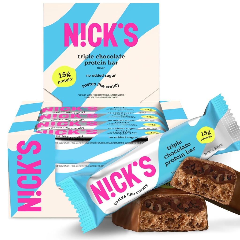 Tiga Coklat Nick, Protein Bars - 12- Kotak Count 124; Protein Tinggi, Kalori rendah, Karbs Low, Keto Friendly, No Ditambahkan Sugar