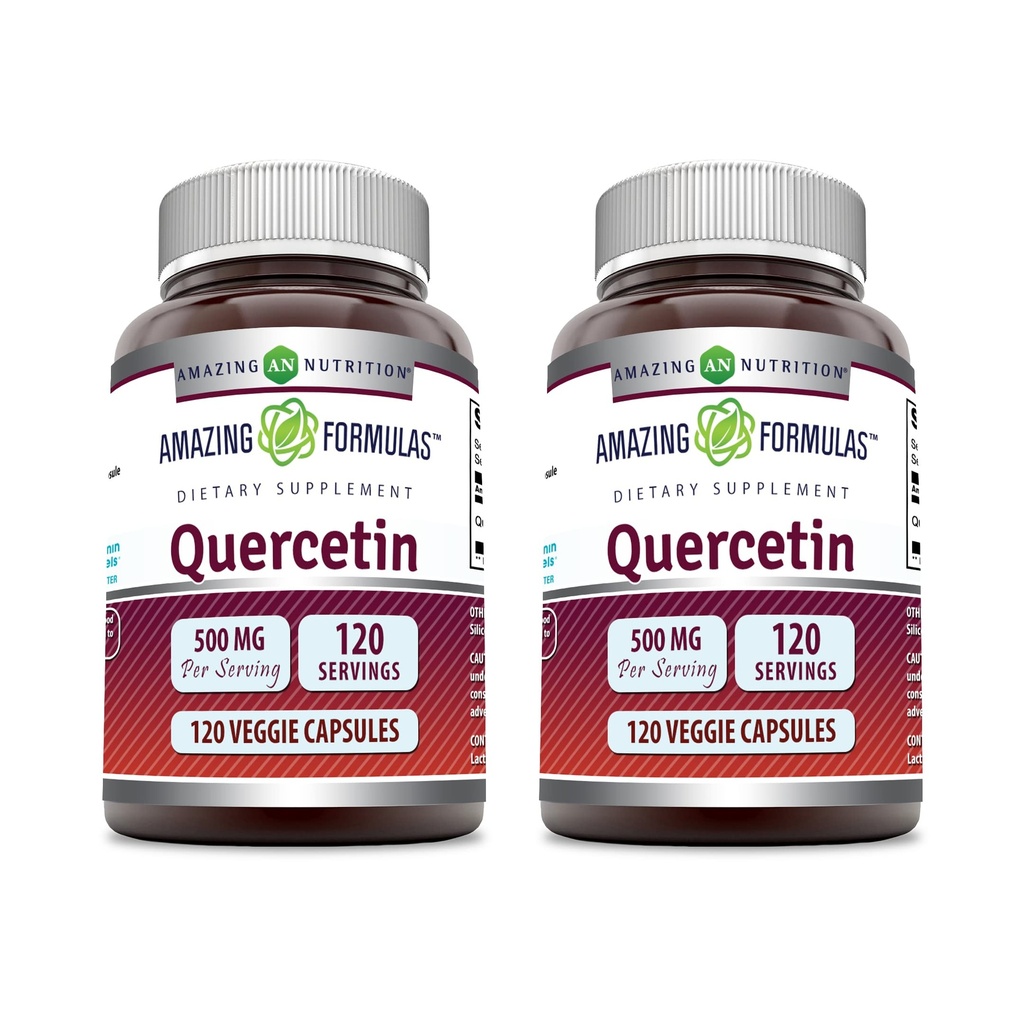 Luar biasa Formulas Quercetin 500mg Veggie Capsules Suplemen 124; Non- GMO 124; Gluten Free Alag 124; Supports Overall Health & Well Being (120 Count 124; 2 Pack)