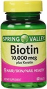 Suplemen Diet Spring Valley Biotin, 10.000 Mg Dengan 100 Mg Keratin, 60 tablet