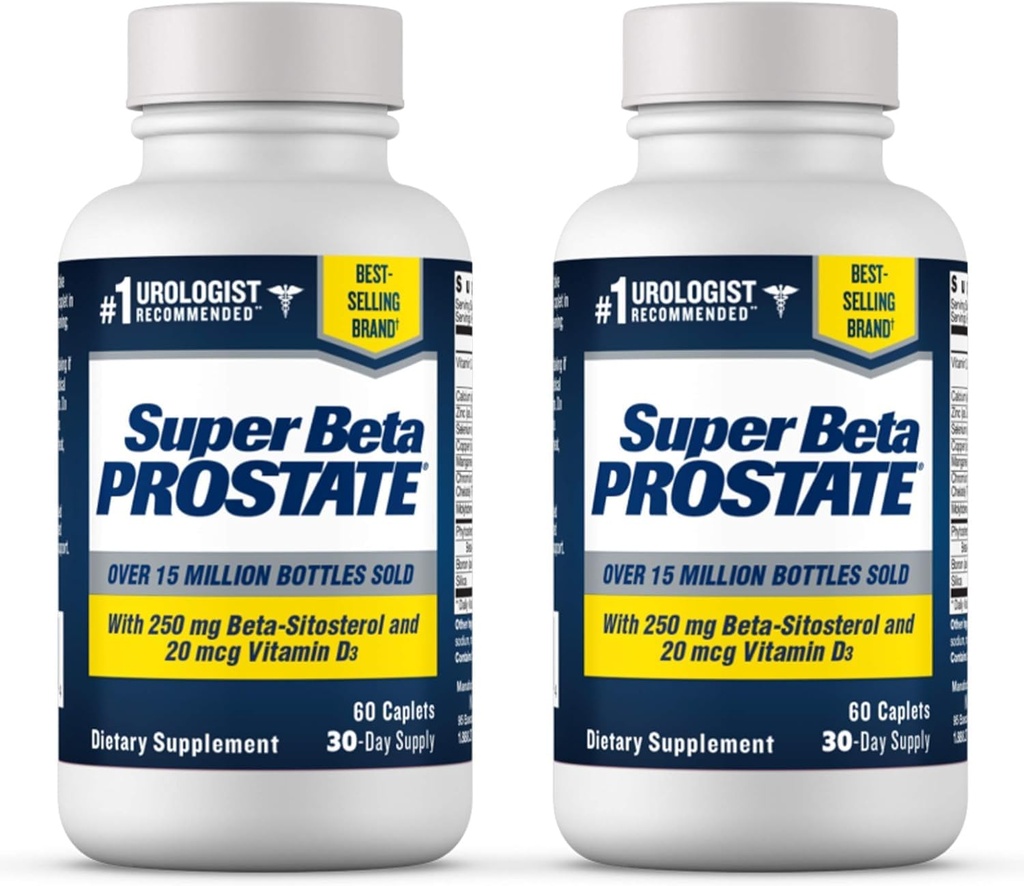 SuPER BETA PROSTATE Tambahan Dukungan untuk Kesehatan Pria - Mengurangi Trips Kamar Mandi, Tidur Cepat, Lebih Baik Mengosongkan Dan Sehat Prostat, Beta Sitosterol - 60 Count (Paket 2)