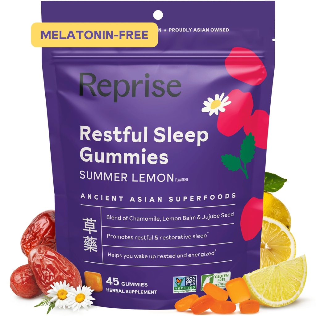 Melonain Free Natural Slear Aid Gummies for Adusts 124; NO Melonasin 124; Herbal Jujujube & Chamomile, Lemon Balm - Deep Sleep Supplemen untuk zzz, 45 Vegan Gummies (45 Gummies)