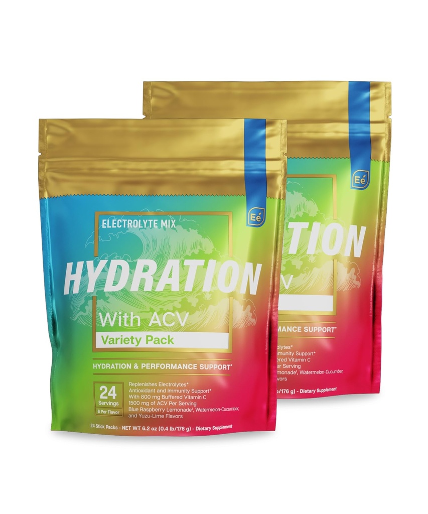 Paket Hidrasi Escalytes - Variety Pack - Electrolytes Powder No Sugar - Electrolite Drink Mix - Hidration Superior dengan ACV & Vitamin C - 48 Stick Packs