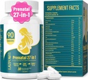 Prenatal Vitamin untuk Women Posnatal Multivitamin dengan Acid DHA Choline untuk Perempuan Hamil dan Breastfeed Niacinamin dan Mineminamin 27 dalam 1 Tambahan 90 Kapsul-30