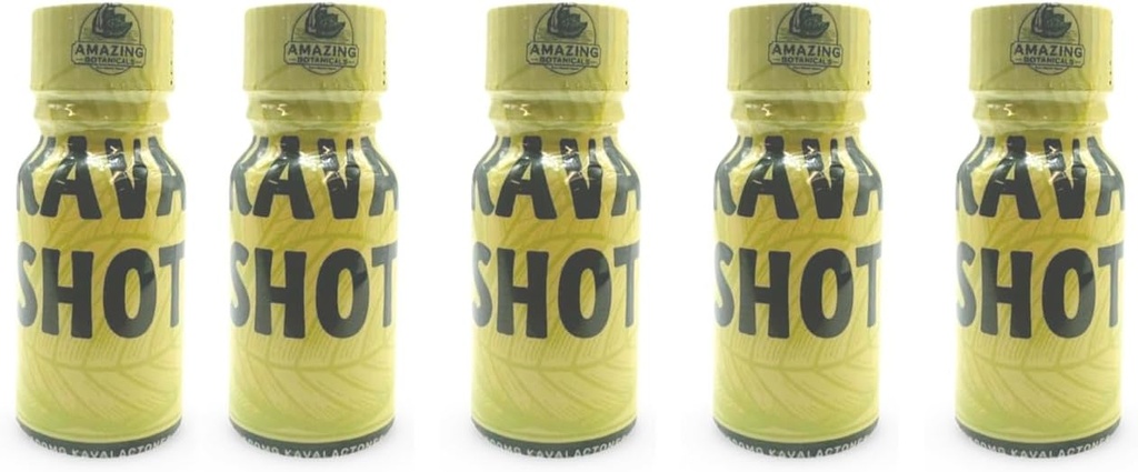 Amazing Botanicals KAVA Shot - 500mg Kavalactones - Original Flavor - Dietary Suplemen - 5 Count - 10ml