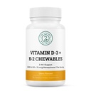Vitamin D3 + K2 Chewables - 2000 IU Vitamin D dan MK7 K2 (Menaquinone-7) - Cherry Flavored Tablet - Vitamin D + K2 Tambahan untuk Dewasa dan Anak-anak