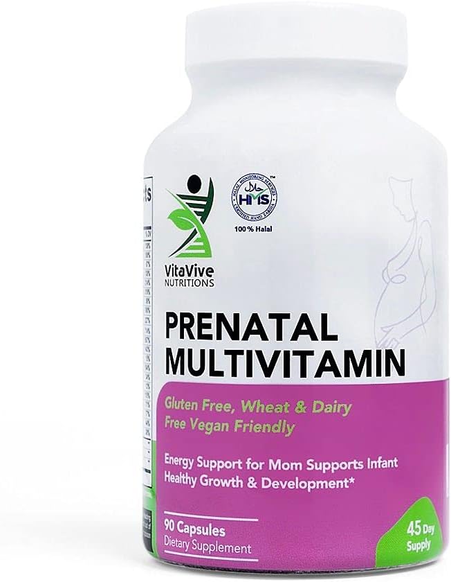 Prenatal Multivitamin - 90 Kapsul - Vitamin dan Minemins untuk mendukung Ibu dan Bayi - Kalsium, Besi, Vitamin C, Iodium dan More - Vegan, Halal - Gluten, Wheat, Dairy Free