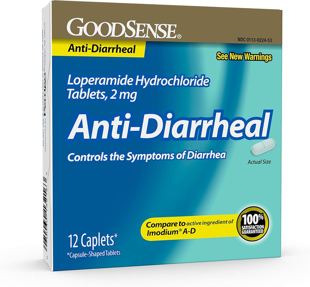GoodSense Loperamide Hydrochloride Tablet, 2 mg, Anti- Diarrheal, 12 Count