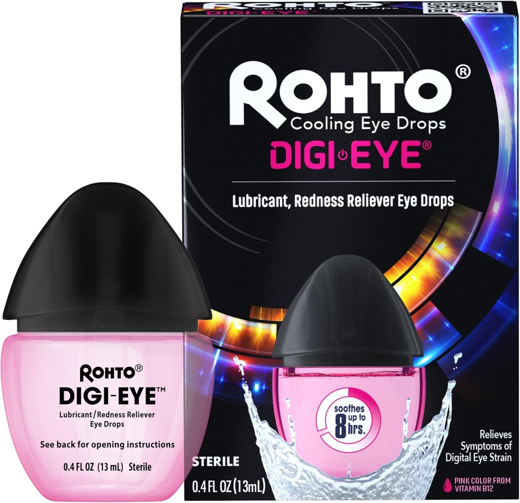 Rohto Digi- Eye Eye Eye Strain Drops, Cooling Eye Strain Relief From Digital Eye Strain Symptoms, Long-Lasting, Soothing Eye Relief, Eye Drops for Red, reeed Eyes 0.4 fl oz Bottle (Paket 2)