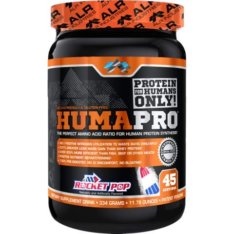 Humapro oleh ALR Industries Premium Powder, Rocket Pop, 334 Grams, HumaPro Protein Powder untuk 510% Lean Mass - Delicious Fruit Flavored Supplemen Minuman Mix, Amino Acid Rasio Sempurna, 30