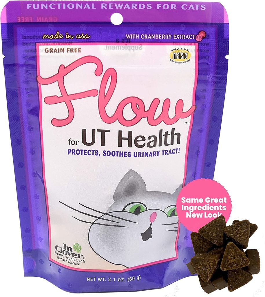 Di Clover Flow Soft Chews for Cats. Formulir ilmiah dengan Ingrediens Alam untuk Menjaga Rangkaian Urin Mengalir Tentu